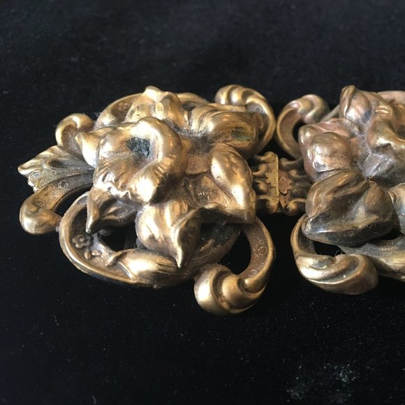 Antique Art Nouveau Daffodil Belt Buckle Ornate